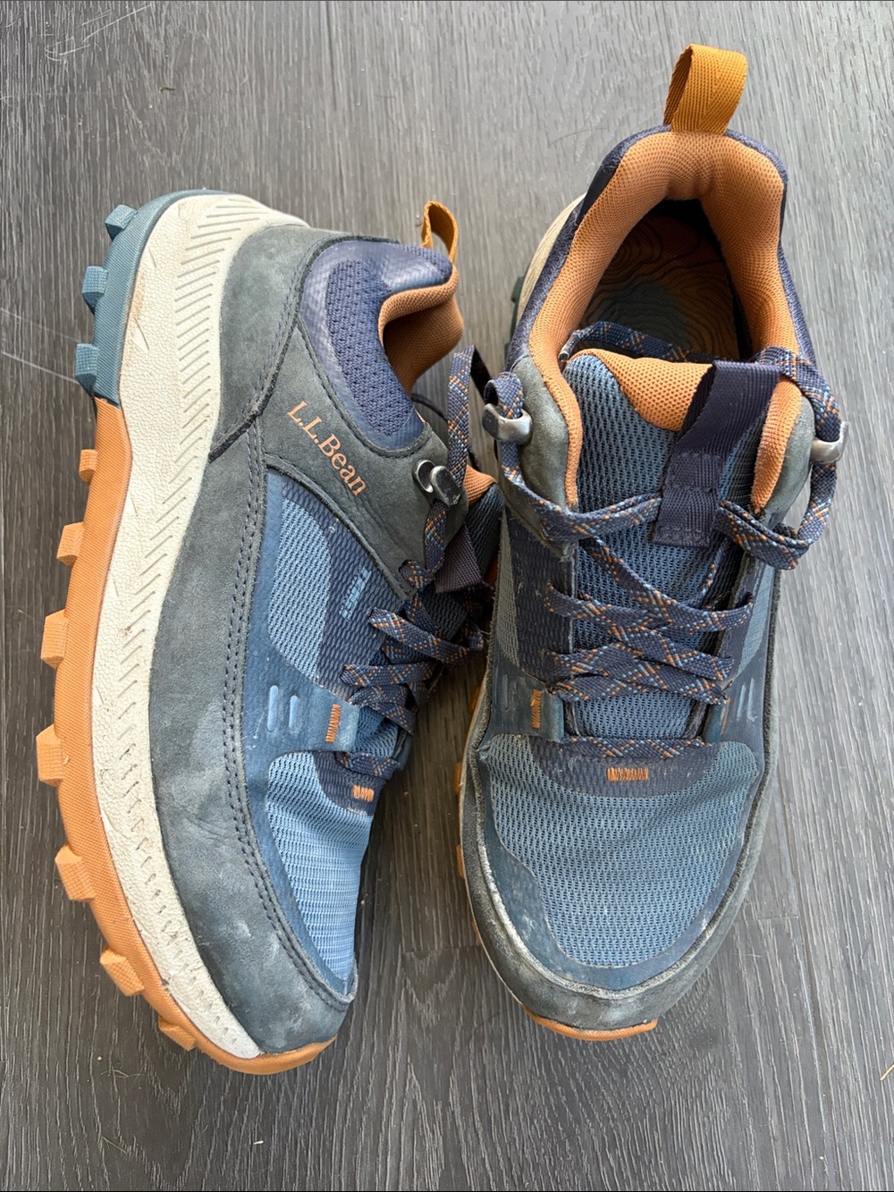 L.L. Bean Men's Blue and Orange Trail Hiker Sneakers